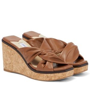 JIMMY CHOO Narisa 90 leather wedge sandals Size 37.5